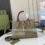 Replica GG Small Tote Bag With Hook Closure Beige Leather 95349